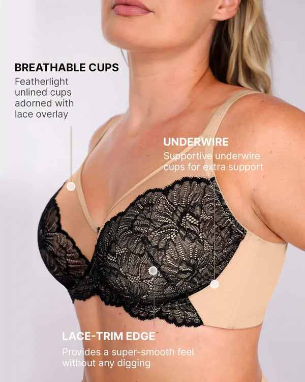 Braselle AirSlim Supportive Unlined Lace Underwired Bra